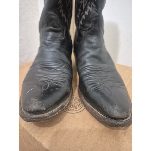 Vintage Justin Western Cowboy Boots Size 9.5D Style 1021 Black Leather USA main image 9